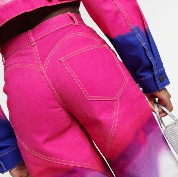 AREA Ombre Pink and Blue Tie-Dye Wide-leg Pants sz 25 - Picture 5 of 12